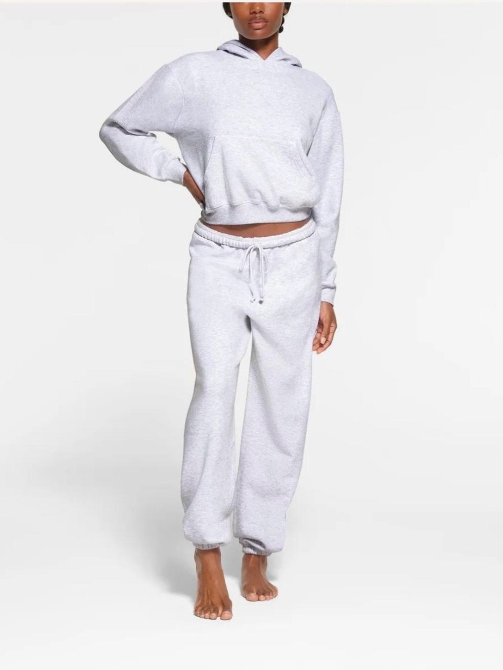 SKIMS Light Gray Hooded Sweatshirt & Joggers Set
